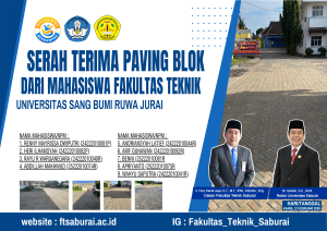 Mahasiswa Fakultas Teknik memberikan bantuan Paving Blok secara simbolis kepada pihak yayasan